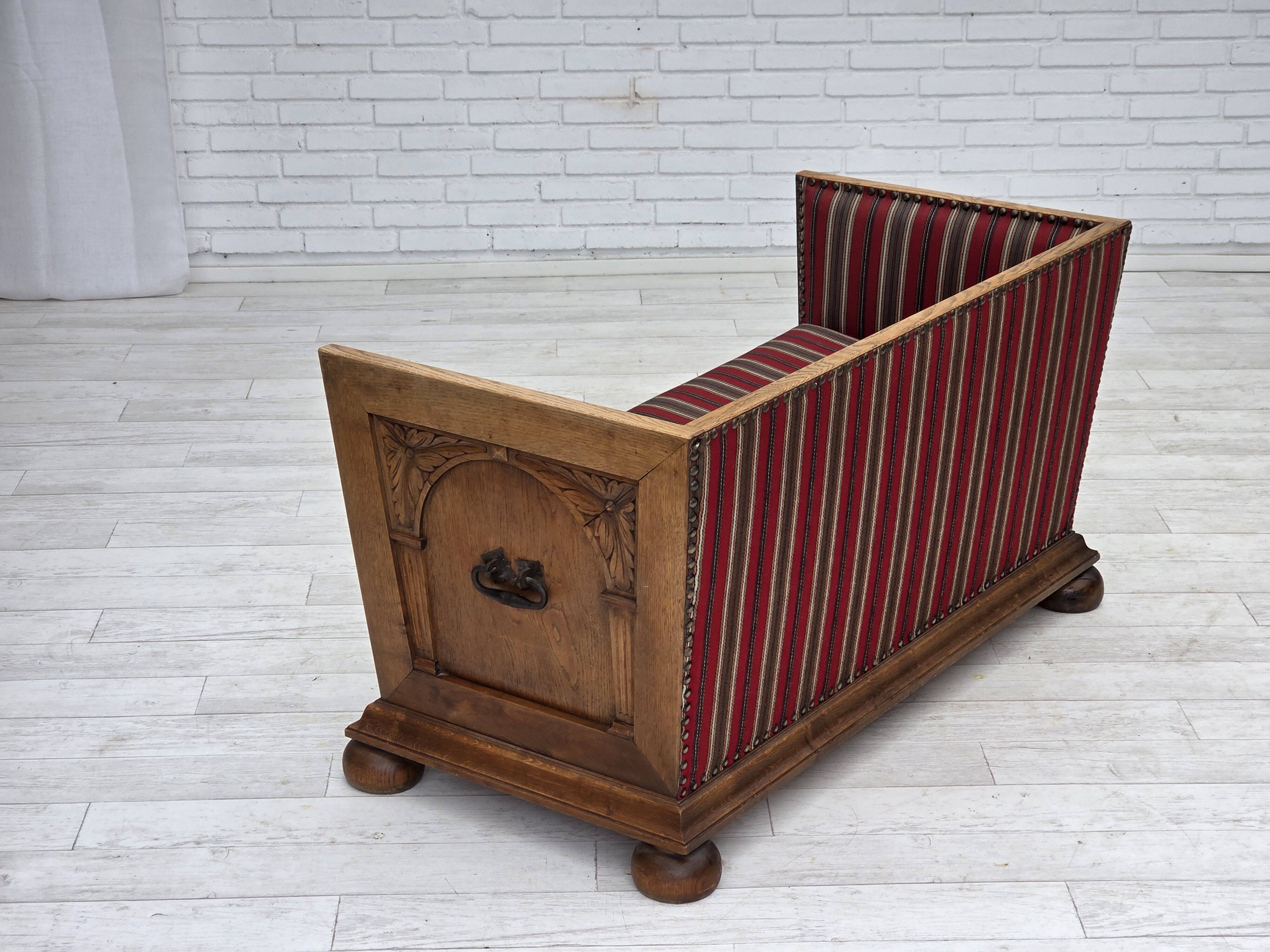 1960s, Danish 2-seater sofa, original condition, furniture wool, oak wood.