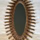 Oval Mirror in Rattan. Woven Willow and Bamboo. French Work from the Riviera.