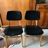 Pair of Scandinavian teak and skai chairs