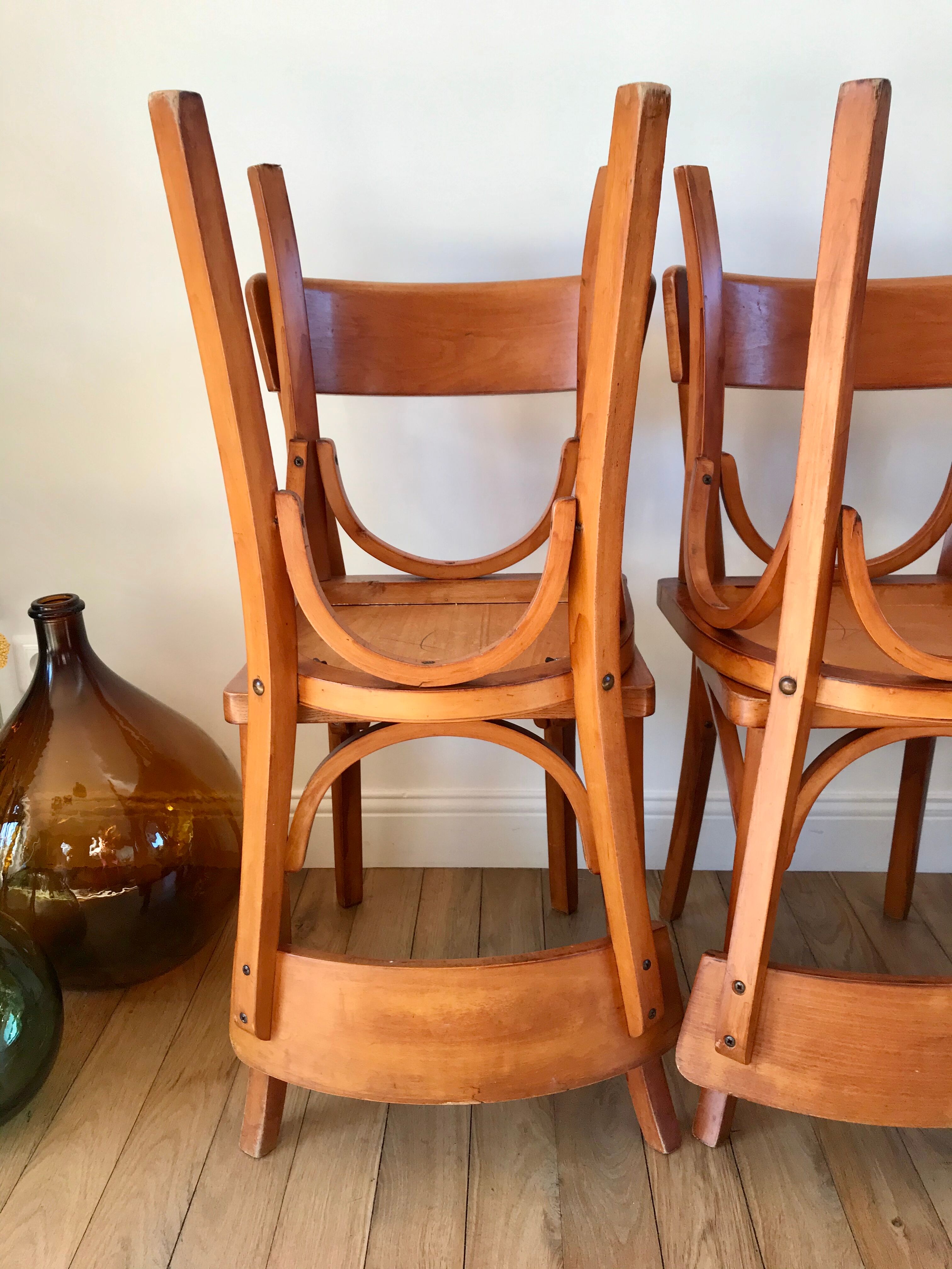 Set of 6 Luterma bistro chairs in beech wood 40-50s