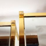 Three trundle tables gilded brass and silver 60s