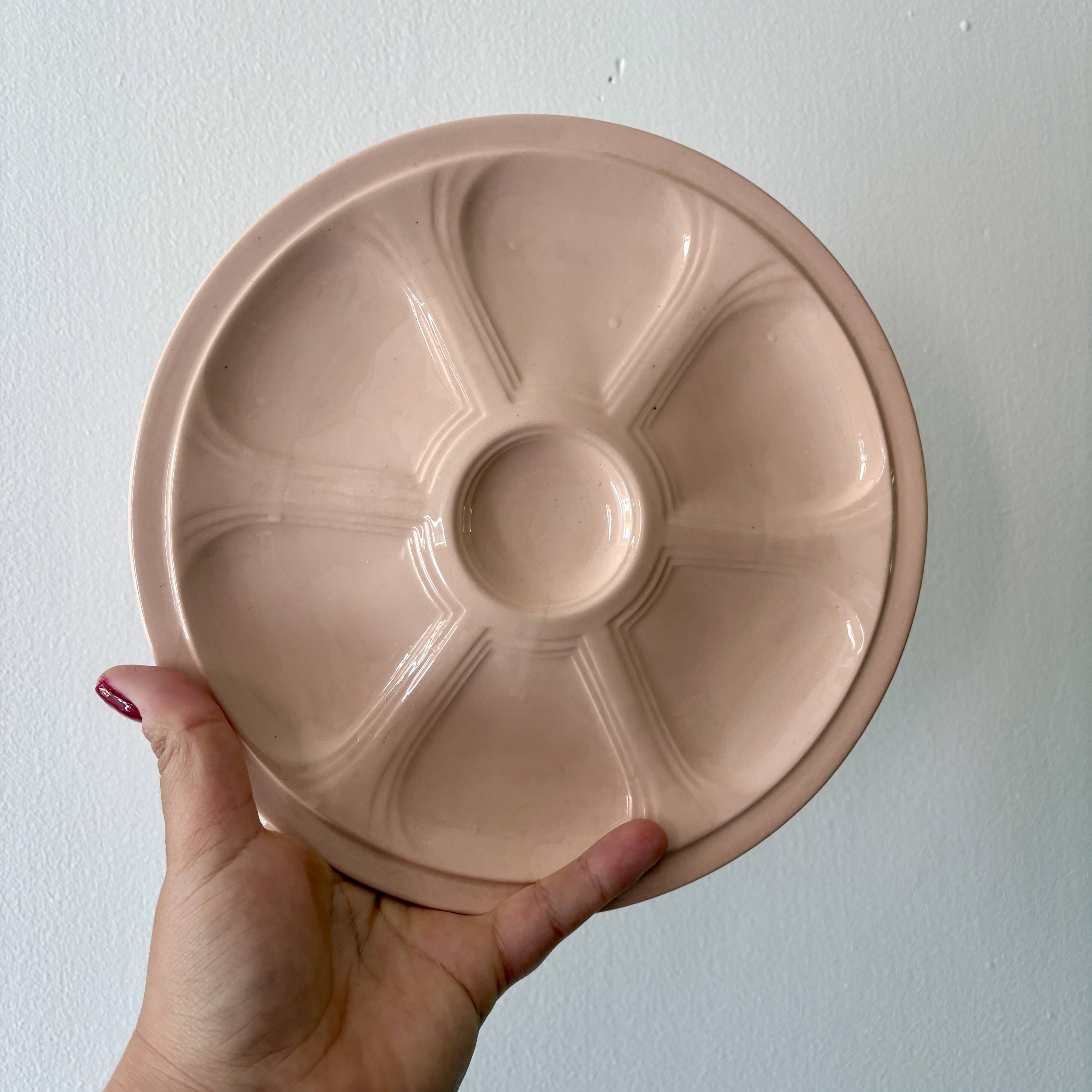 Set of 6 vintage pink oyster plates Digoin Sarreguemines
