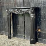 Louis XV style fireplace in black Belgian marble circa 1880