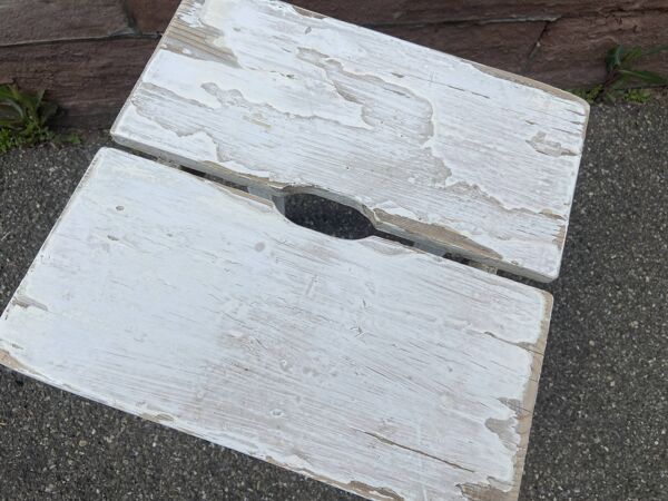 tabouret rustique vintage, french farmer Painted stool shabby chic 1930