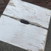 vintage rustic stool, French farmer Painted stool shabby chic 1930