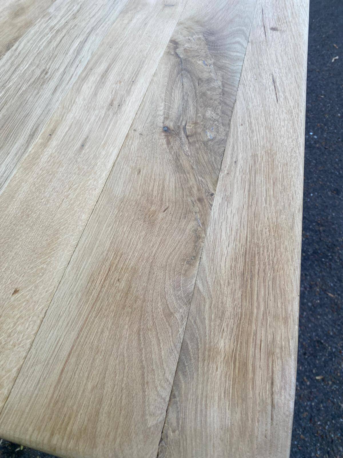 Large stripped solid oak monastery table – 200 cm