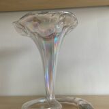 Series of 3 vintage vases in iridescent glass paste