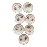 6 Assiettes et Plat aux Fleurs peintes Faïencerie Longchamp Monaco Années 60