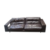 Canapé 4 places en cuir marron foncé de la maison steiner par le designer pascal daveluy modèle