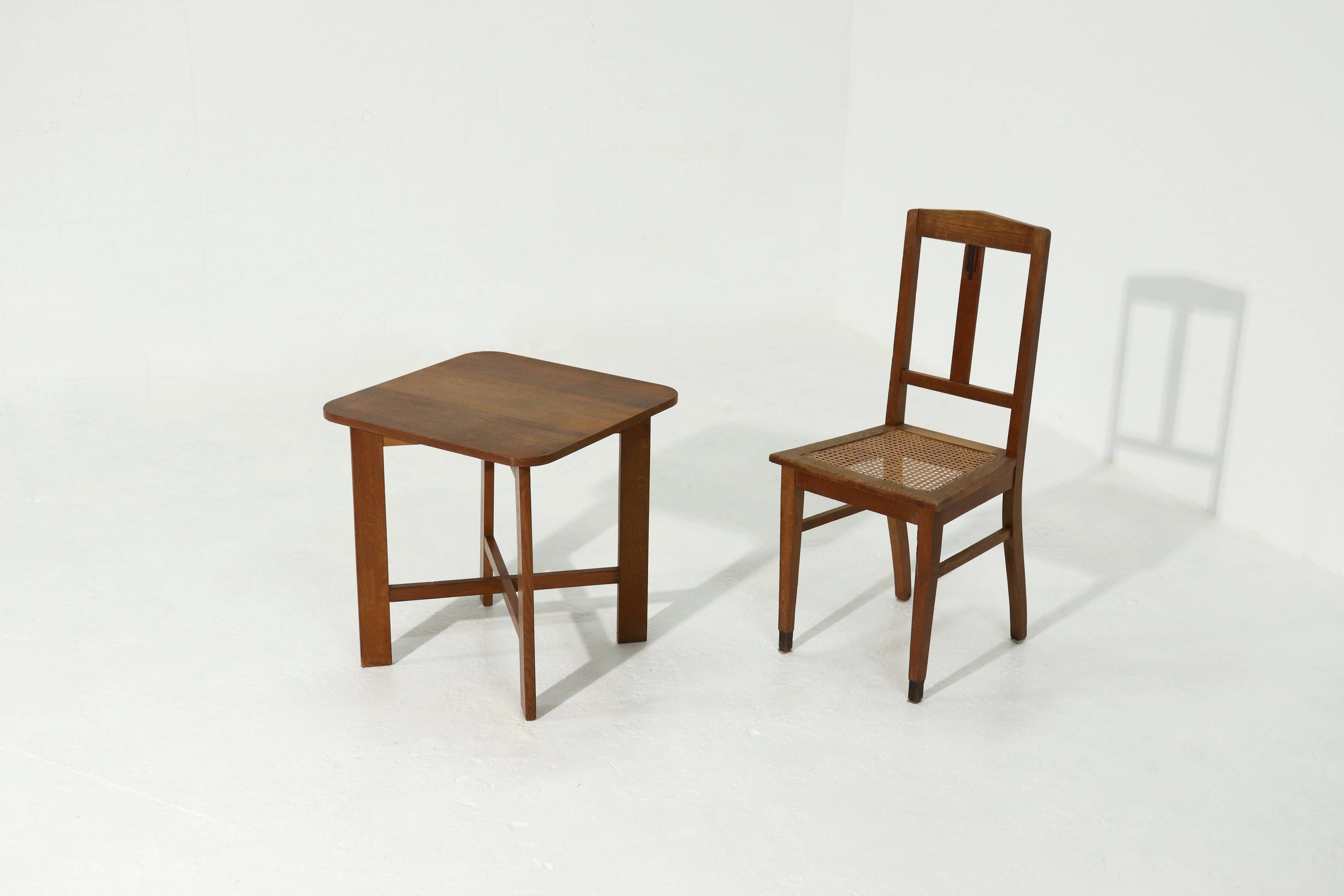 Modernist Amsterdam School Oak Side Table 1920s