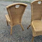 3 rattan and bamboo chairs
