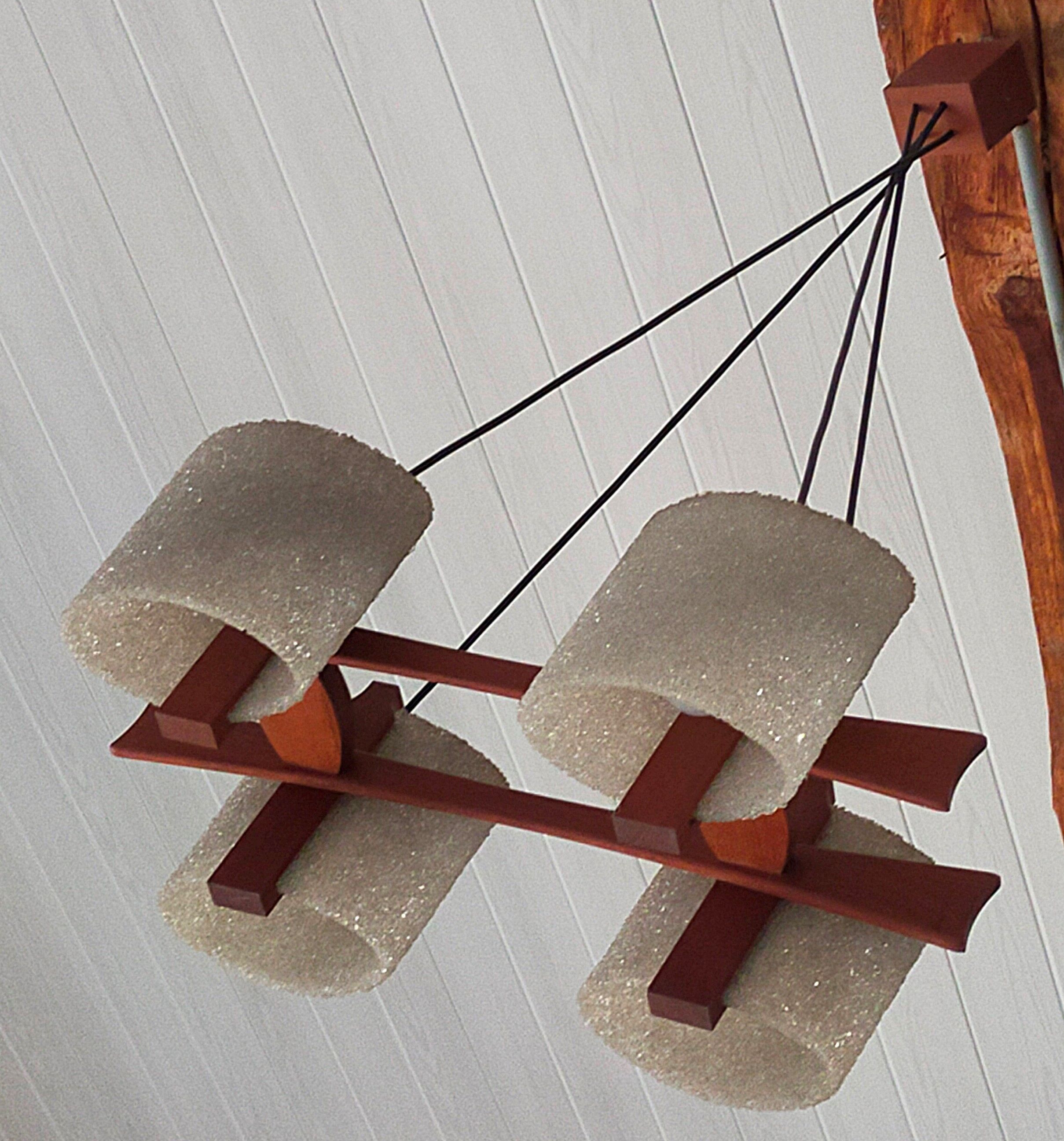 Lustre vintage scandinave en teck et perspex