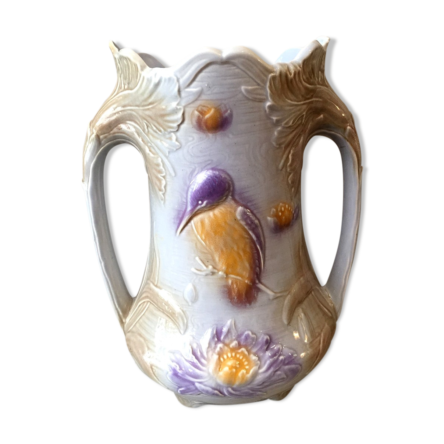 Slurry vase of salins les bains modele 7510 with a decor of kingfisher
