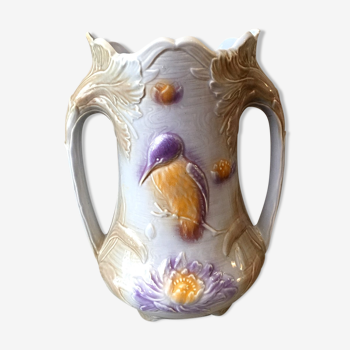 Slurry vase of salins les bains modele 7510 with a decor of kingfisher