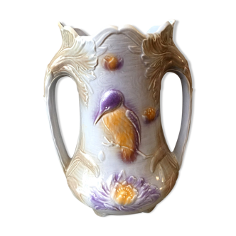 Slurry vase of salins les bains modele 7510 with a decor of kingfisher