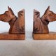 Wooden dog bookends