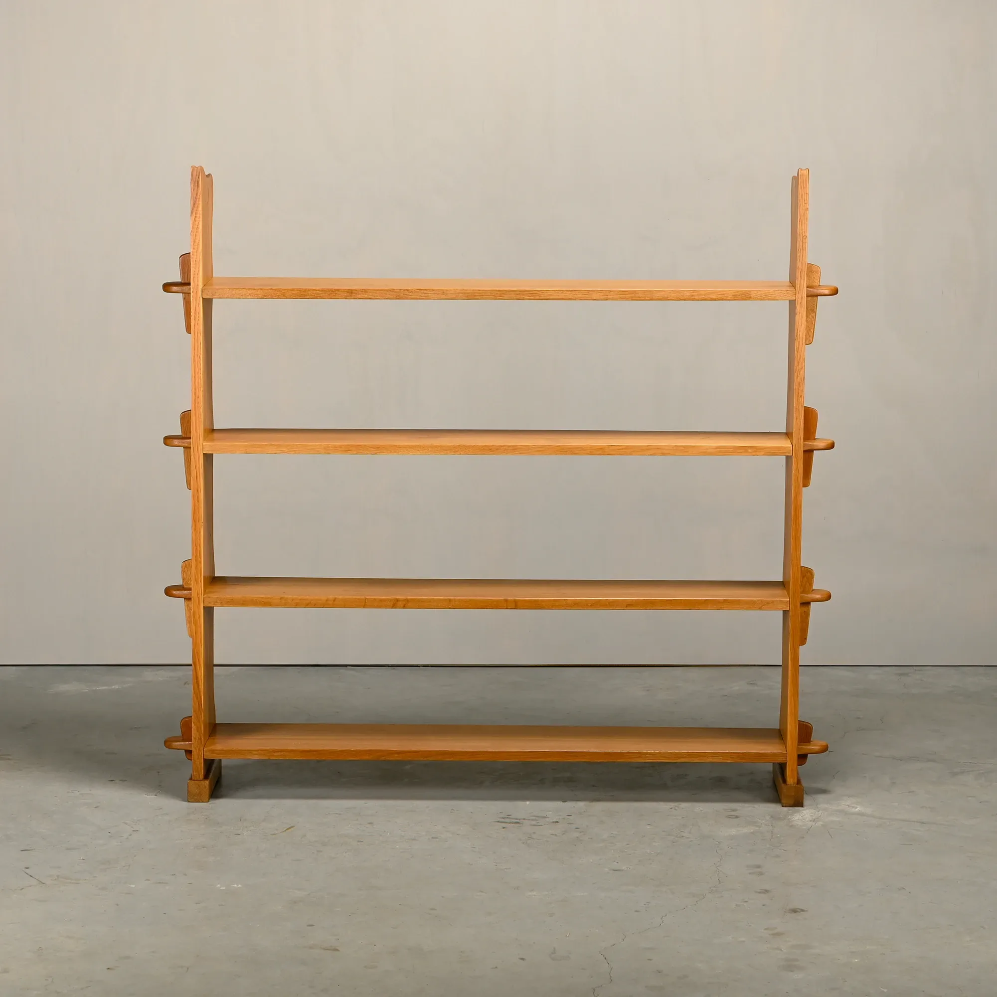 Shelf in Brutalist Henning Kjærnulf or Arts and Crafts style solid Oak 1960