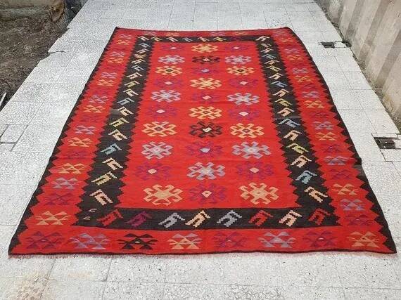 Tapis Kilim turc vintage tissé main