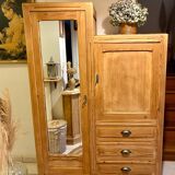 Asymmetrical raw wood wardrobe
