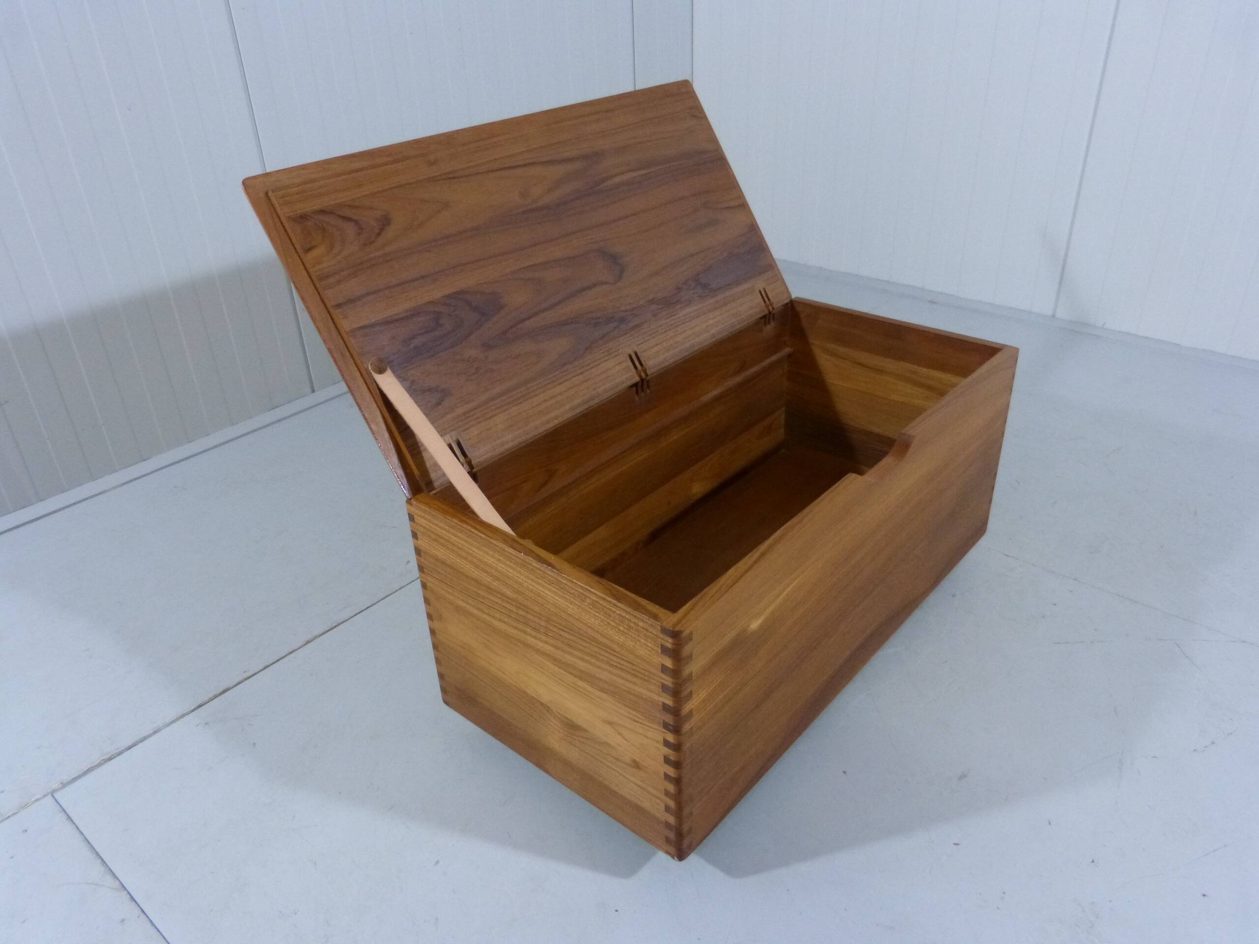 Salin Nyborg Teak Chest / Storage Box / Side Table on Wheels Denmark 1960s