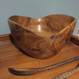 Salad bowl in olive tree of Vallauris signed Tony Bain