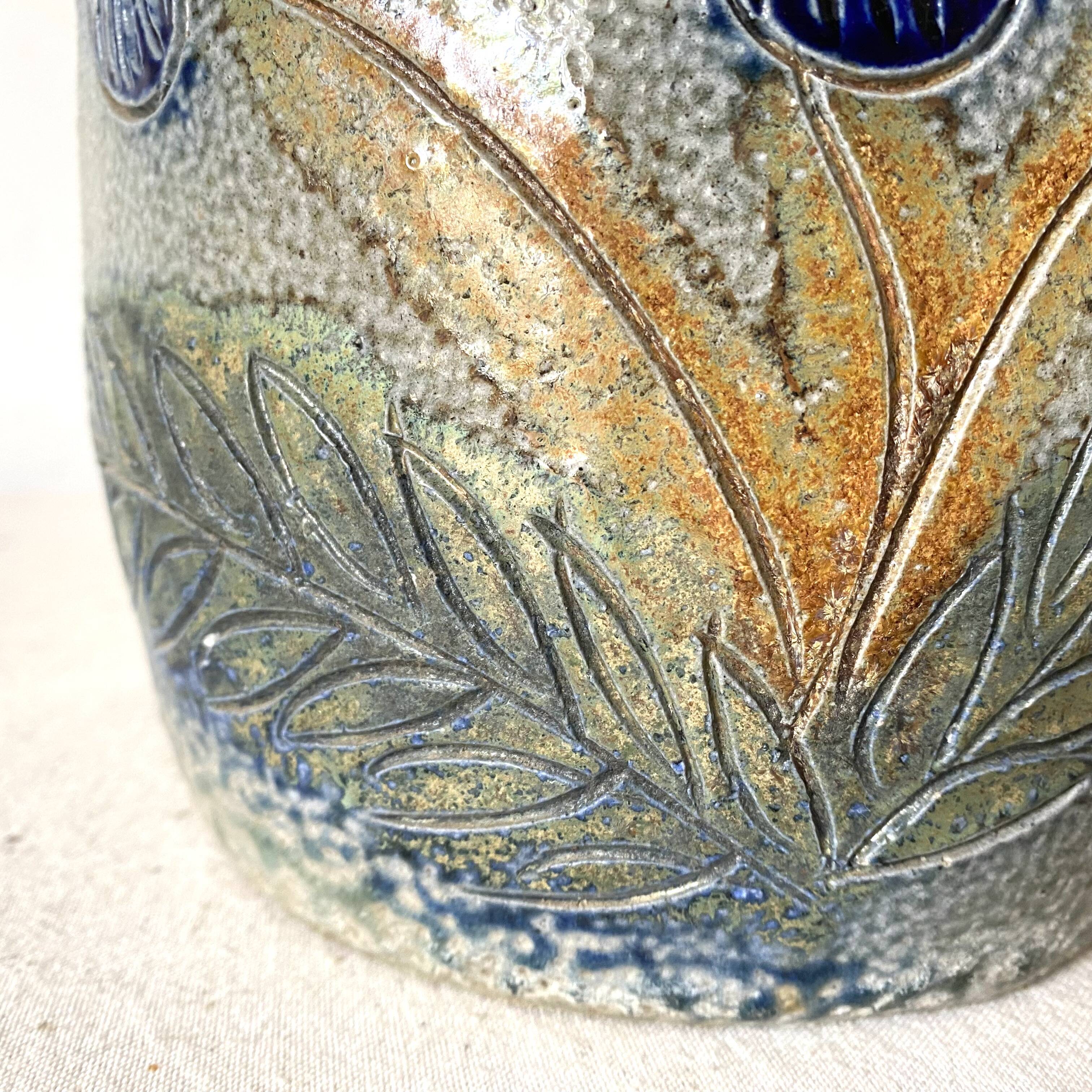 Flowerpot and flower pick, salt pottery, 1970s