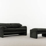 2-seater sofa & footstool maralunga by Vico Magistretti, Cassina