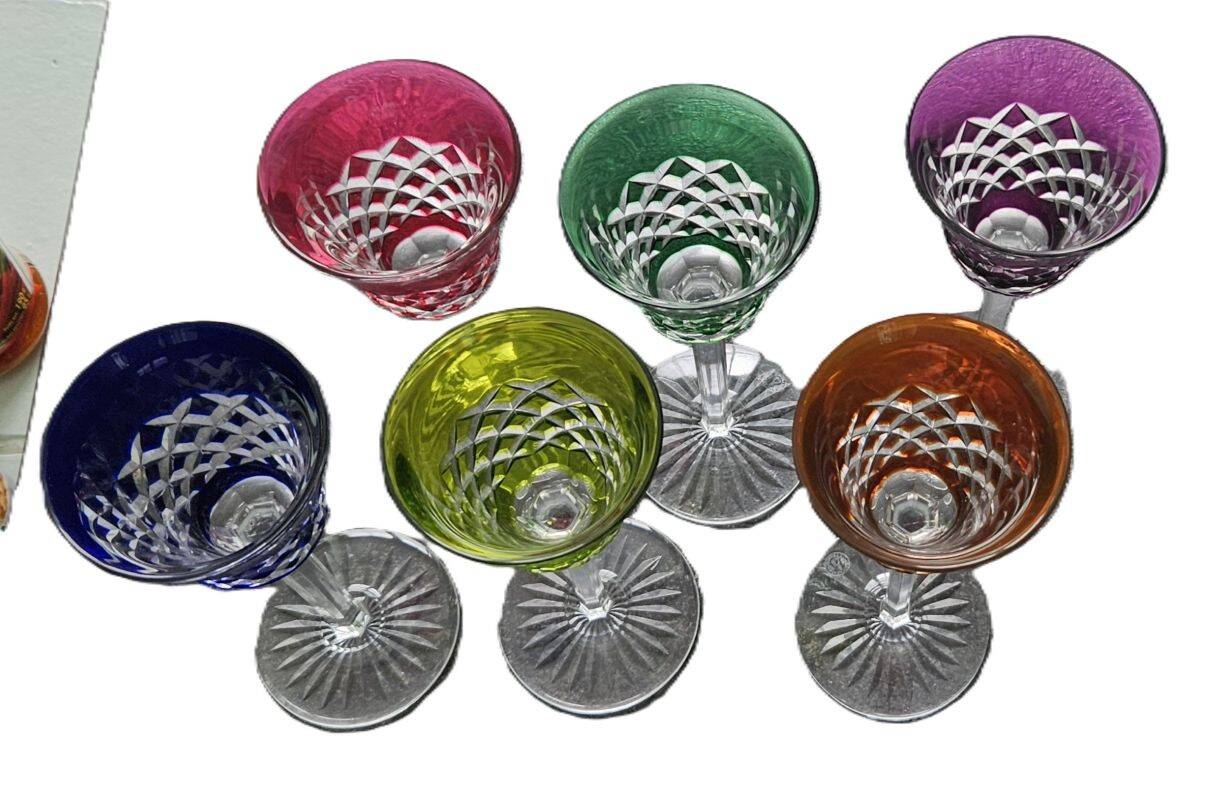 Baccarat - 6 Verres a Vin De Couleurs Modèle Burgos