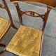 4 Regency chairs in solid wood and mustard yellow velvet fabric from the 19th century.