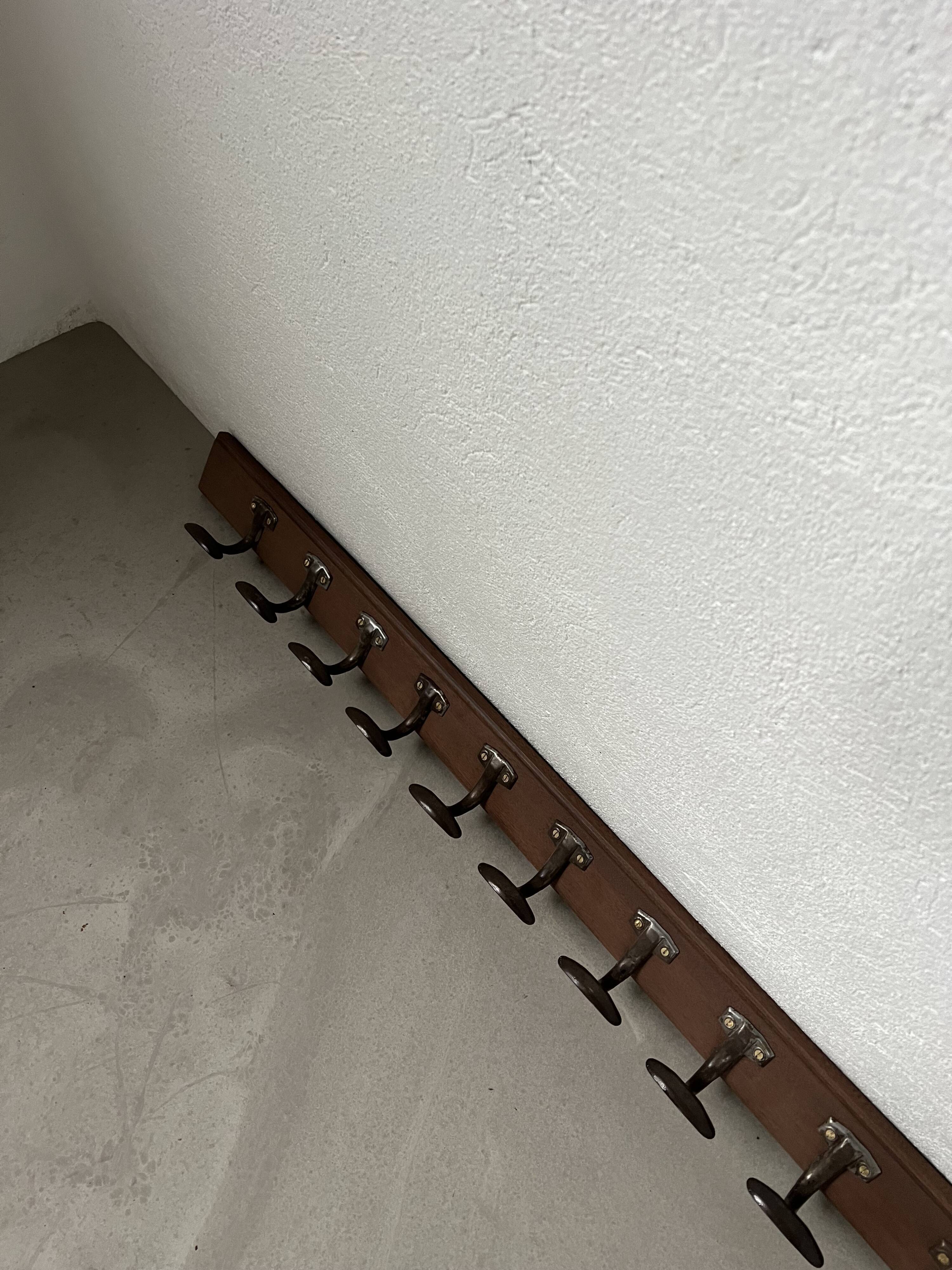 Old  school wall coat rack with 20 hooks, completely restored