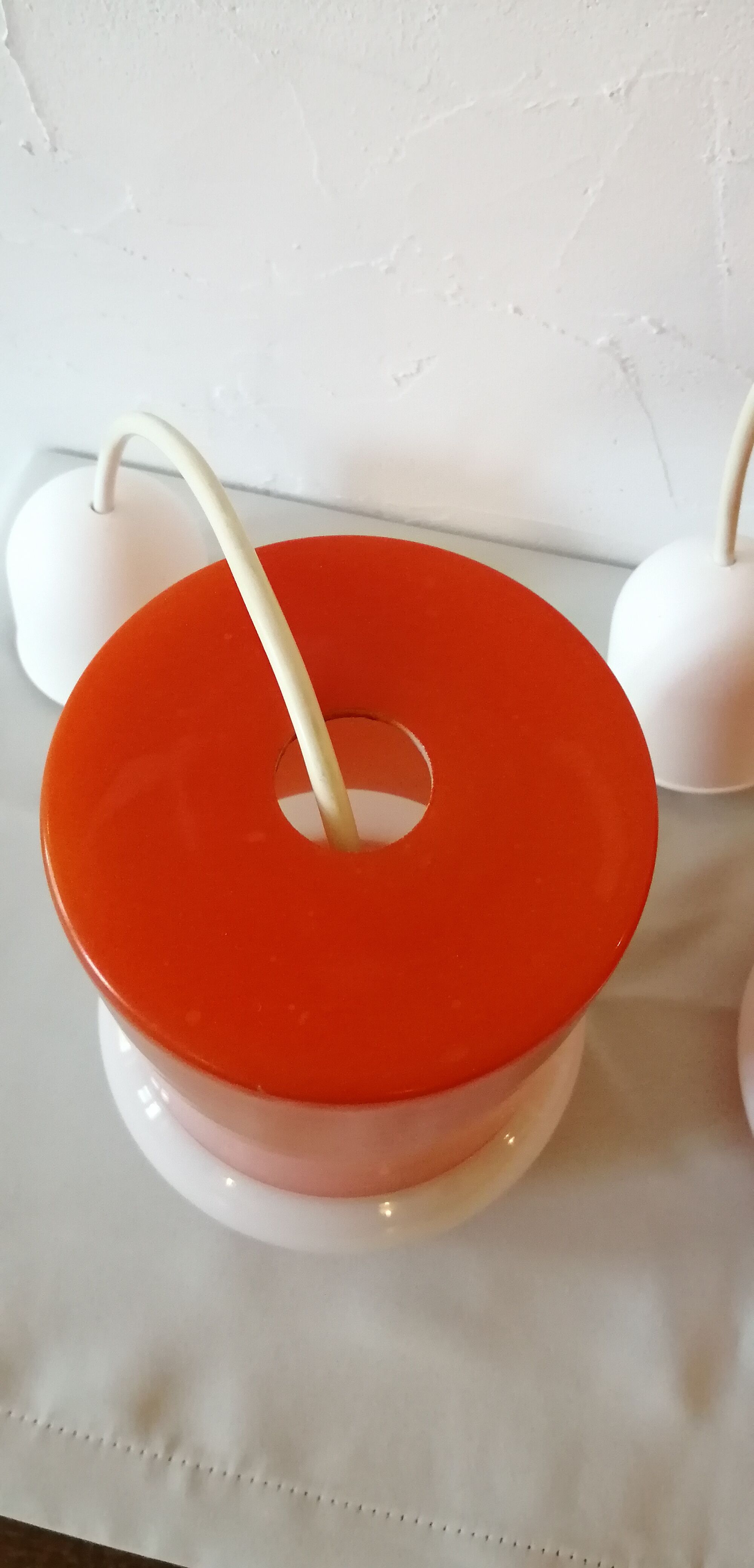 Set de 3 suspensions en opaline orange vintage