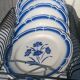 6 old plates on the ground "blue flowers"