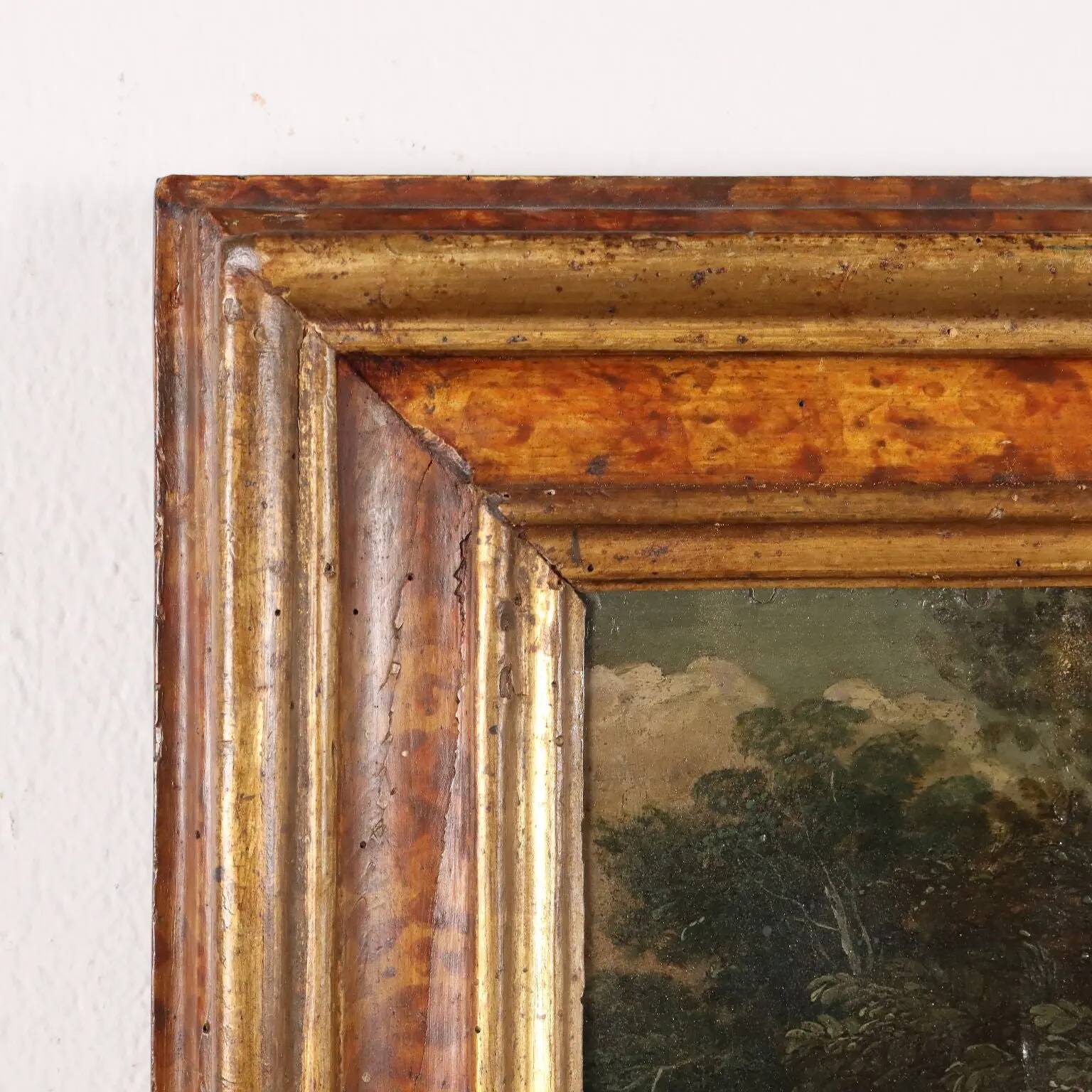 Peinture ancienne scène de guérison '600, huile sur cuivre