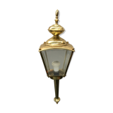 Gold metal lantern wall light with vintage beveled glass