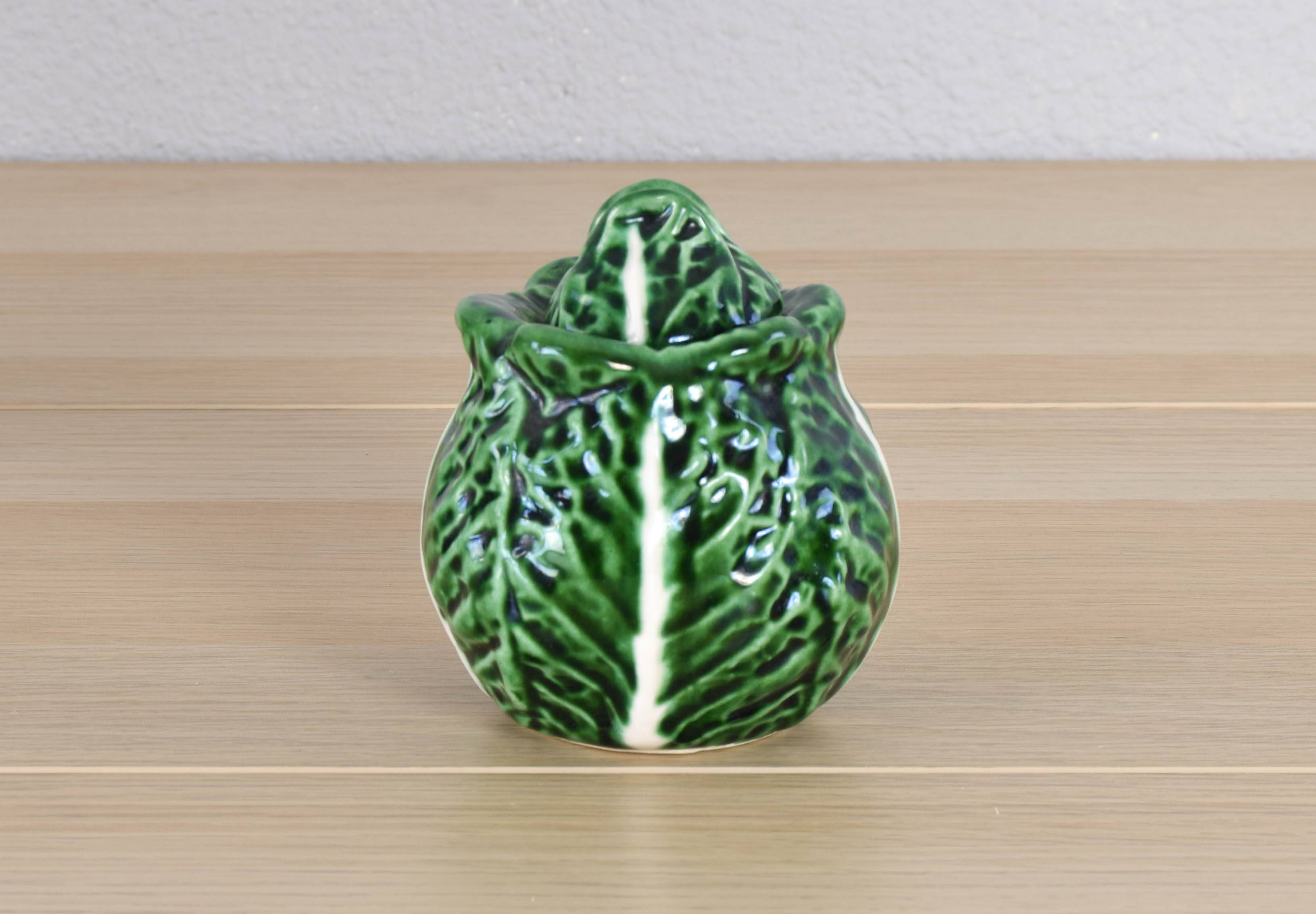 Vintage Ceramic Bordallo Pinheiro Cabbage Salt Shaker, Portugal 60s