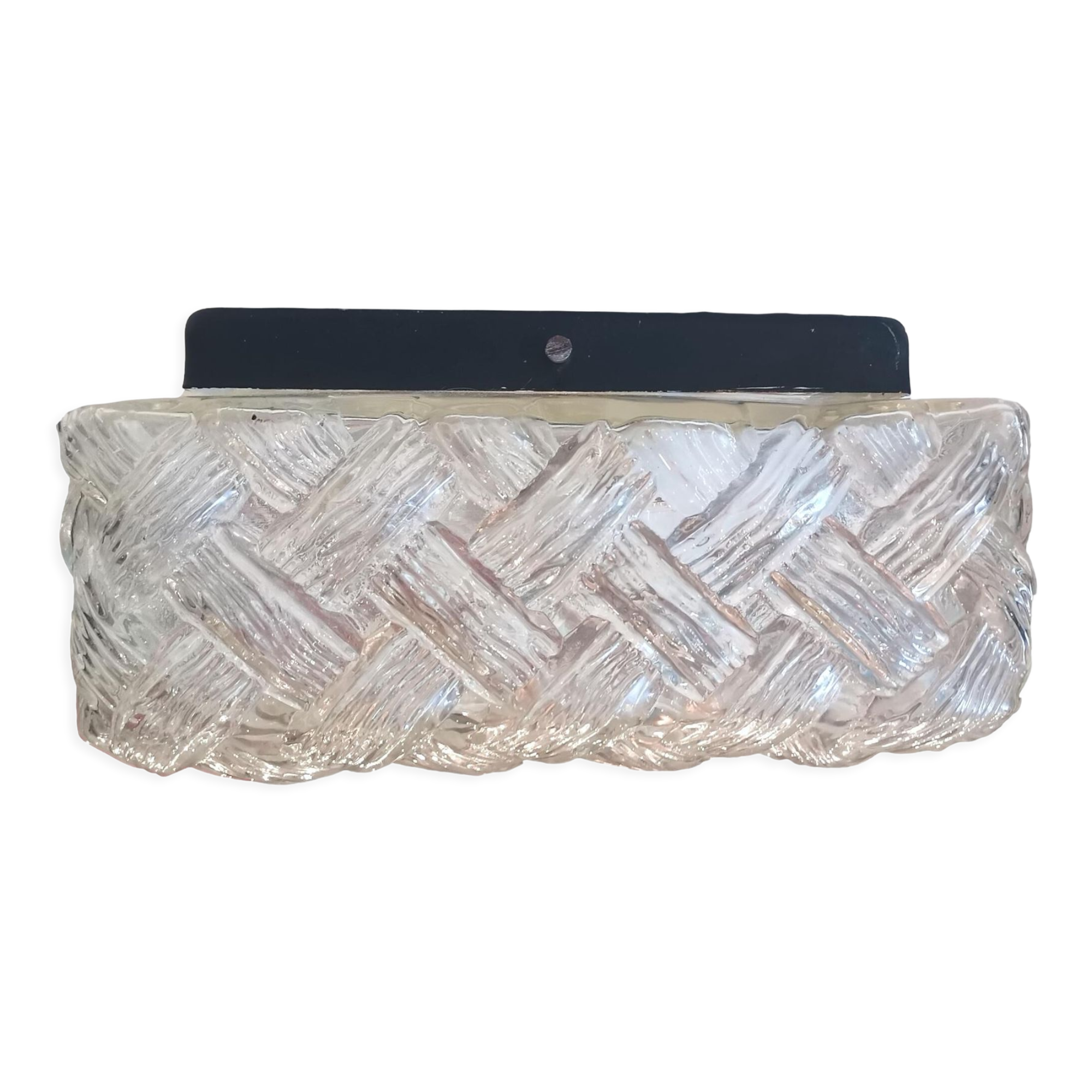 Small rectangular glass flush mount ceiling or wall lamp vintage