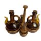Vintage oil and vinegar server, Biot, olive wood, 20th century.