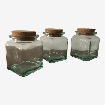 Trio de bocaux en verre épais