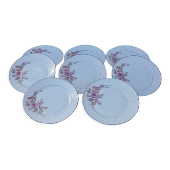 8 assiettes en porcelaine  Louis Lourioux diam 20,5 cm