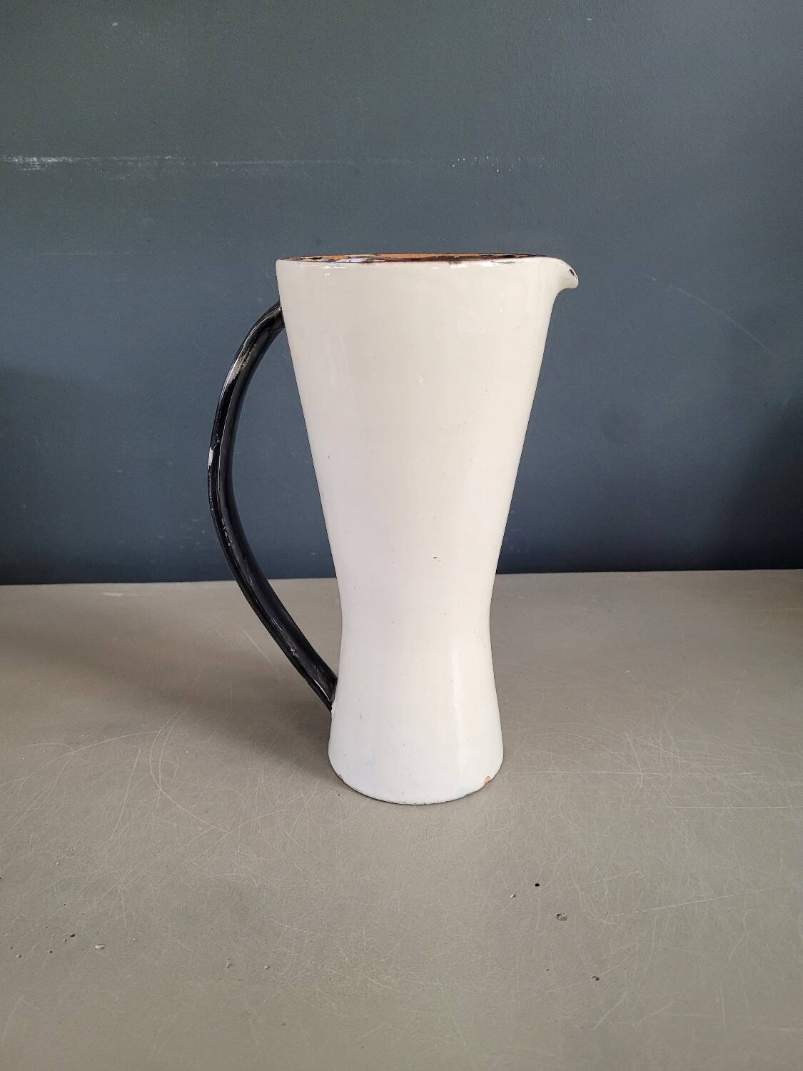 Vintage black and white diabolo pitcher