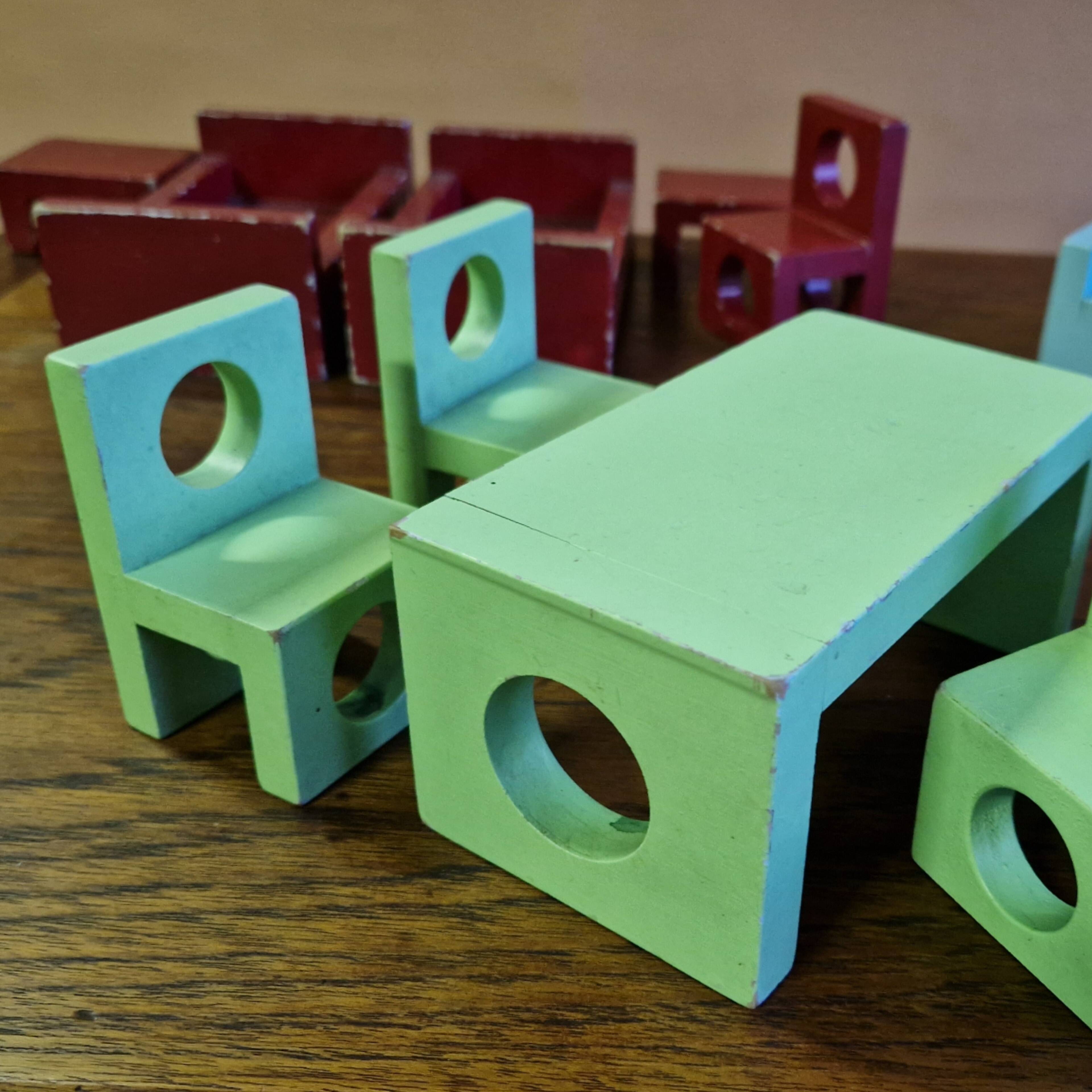 Modernist miniature furniture set made from wood, Germany 1920s