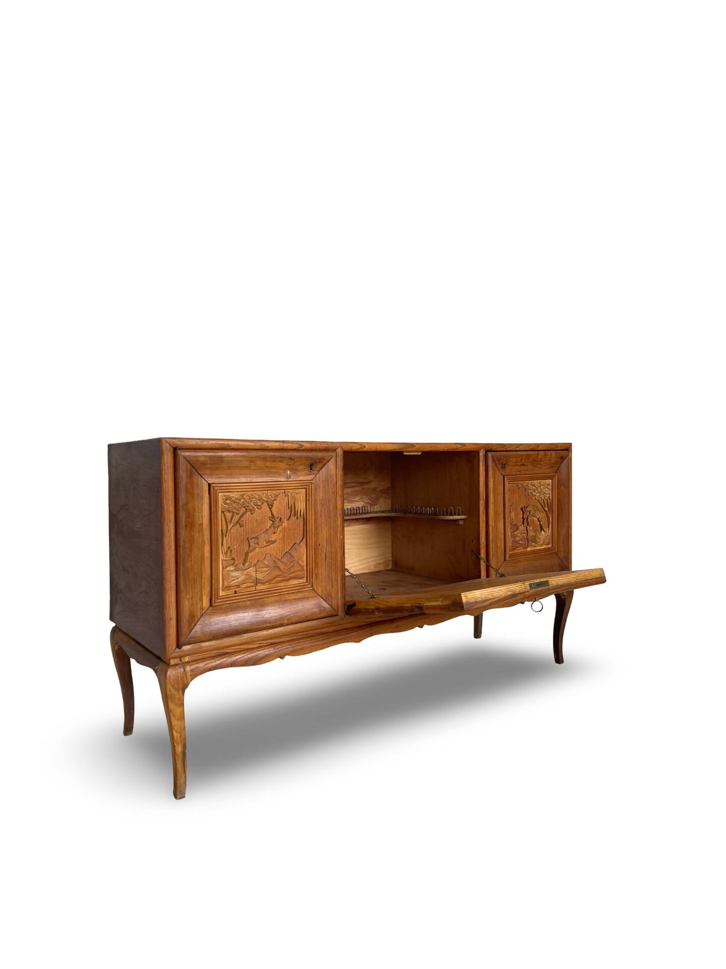 Italian Mid-Century cherrywood veneered and solid wood sideboard.