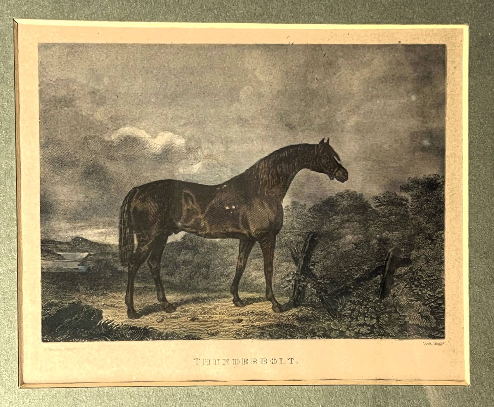 Lot of 2 English equestrian engravings framed late 19th century