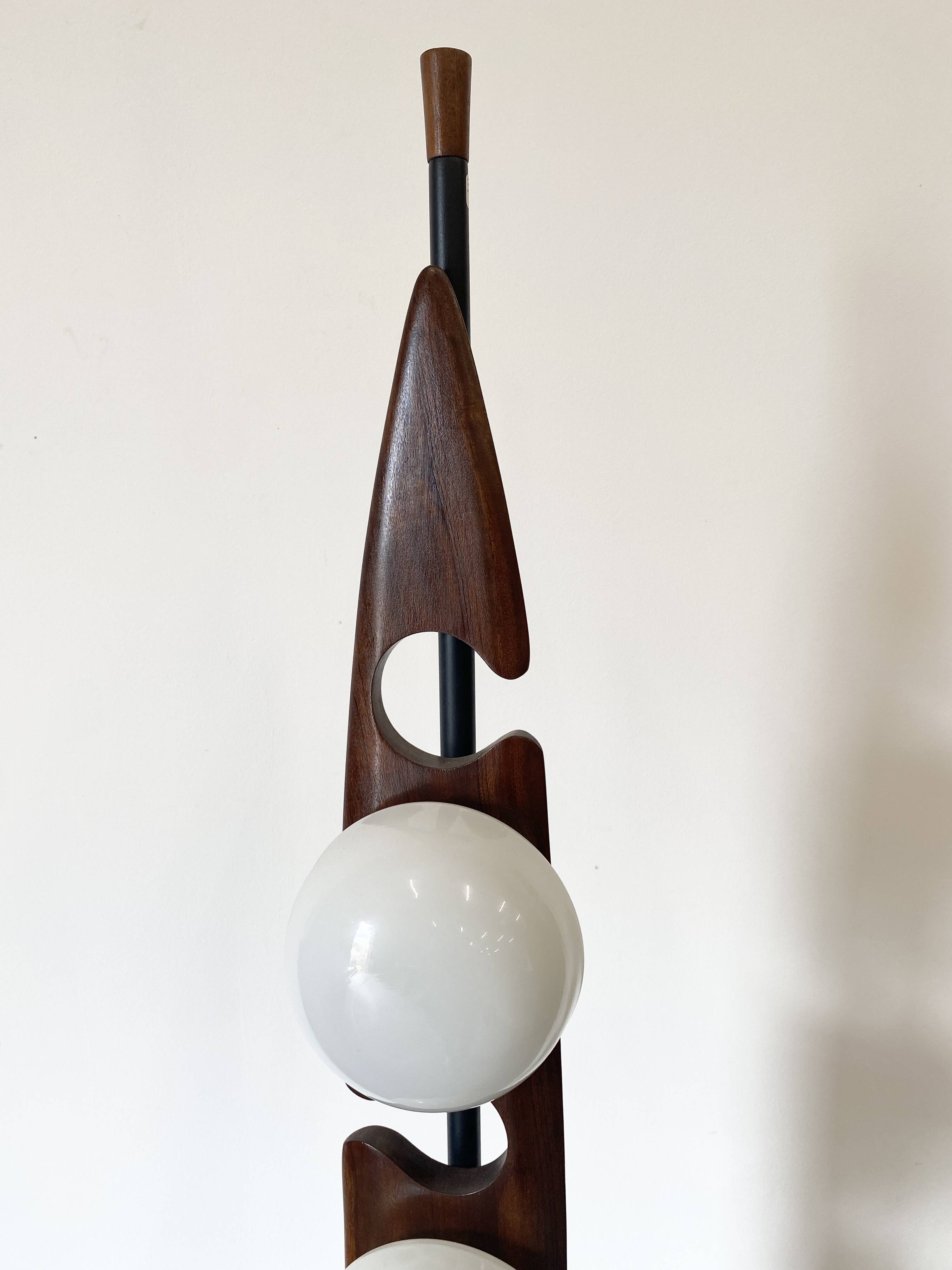 lampadaire vintage Reggiani 3 opalines, 1960