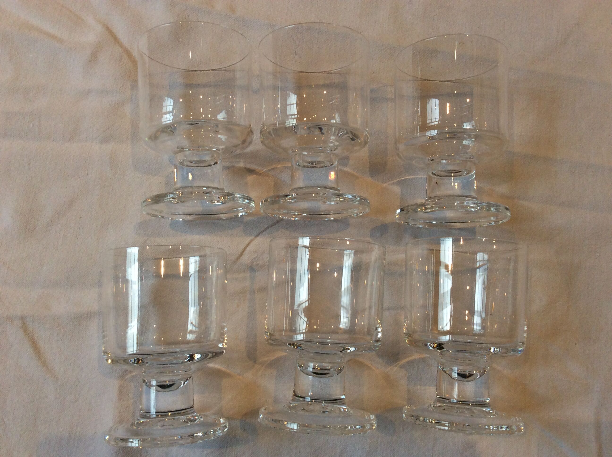 6 wine glasses and 6 vintage water glasses