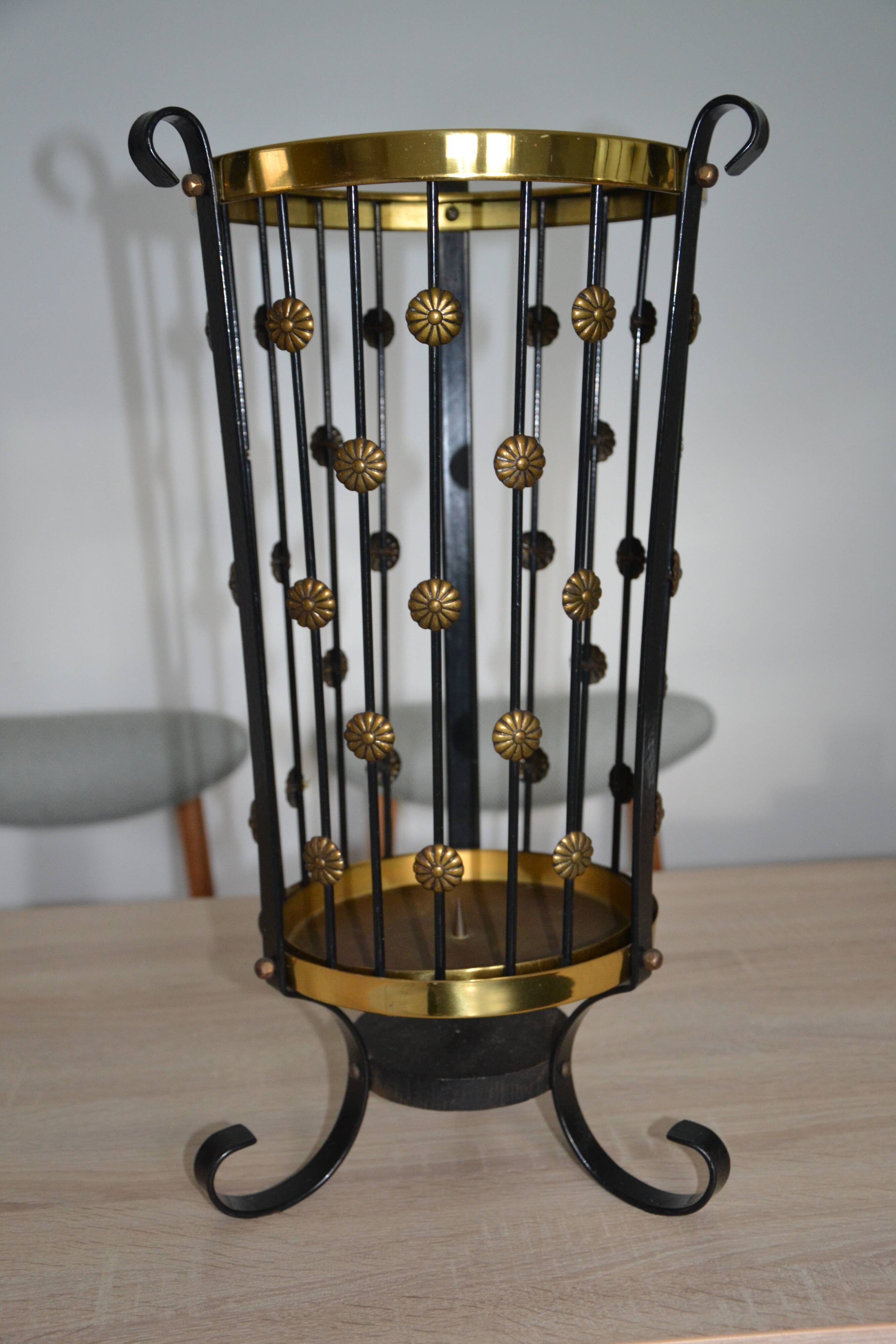 Metal, copper and brass Art Deco umbrella/plant stand.