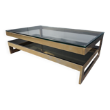 Vintage two tier belgochrom 23kt coffee table, 1970s