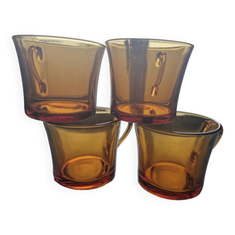 Set of 4 duralex amber cups