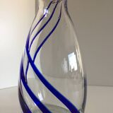 Thick glass vase modernist design cobalt edging murano style