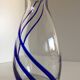 Vase en verre épais design moderniste liseré cobalt façon murano
